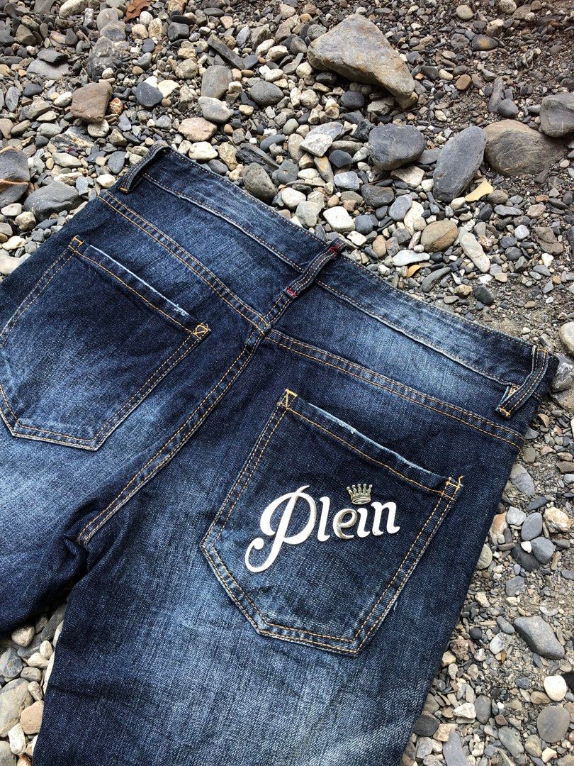 Philipp plein ripped jeans, Fesyen Pria, Pakaian Bawahan di