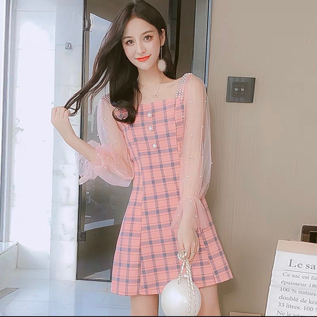 cute pink plaid dress