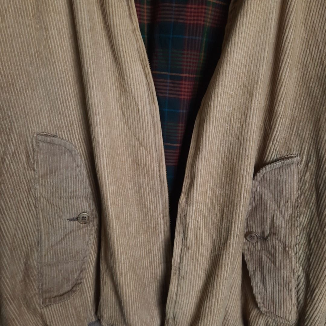 PLUS Brown Jacket Corduroy Casual Wear Baggy Jacket Plaid Inside