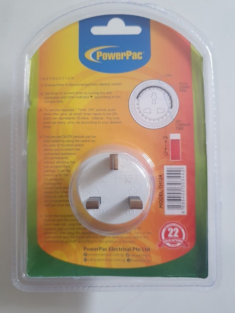 Powerpac 24hr mechanical timer, TV & Home Appliances, Electrical ...
