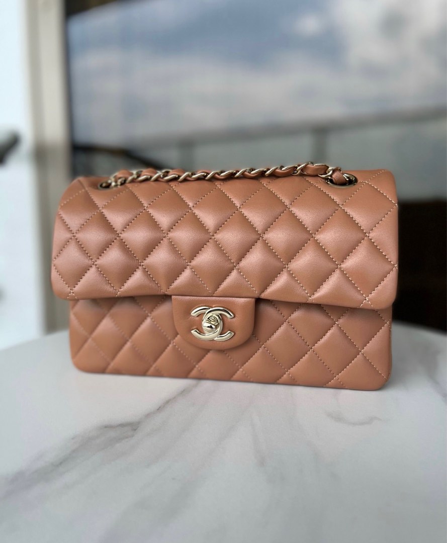 RARE! BNIB Chanel Small Classic Flap in Caramel Lambskin, Luxury, Bags &  Wallets on Carousell