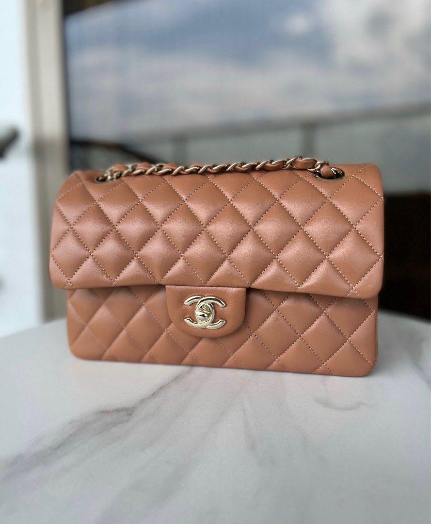 Chanel Classic Small Double Flap, 21P Caramel Lambskin Leather, Gold  Hardware, As New in Box