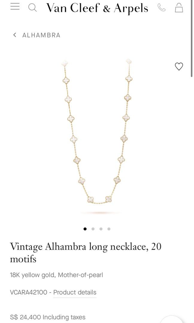 Van Cleef & Arpels Vintage Alhambra long 18K Yellow gold necklace, 20  motifs with Diamond