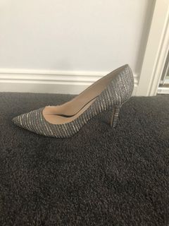 Silver closed toe heels