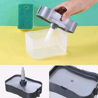 ￼Soap Dispenser Kitchen Manual Press Liquid Soap Pump Dispenser Washing Sponge Dish Wash Dispense