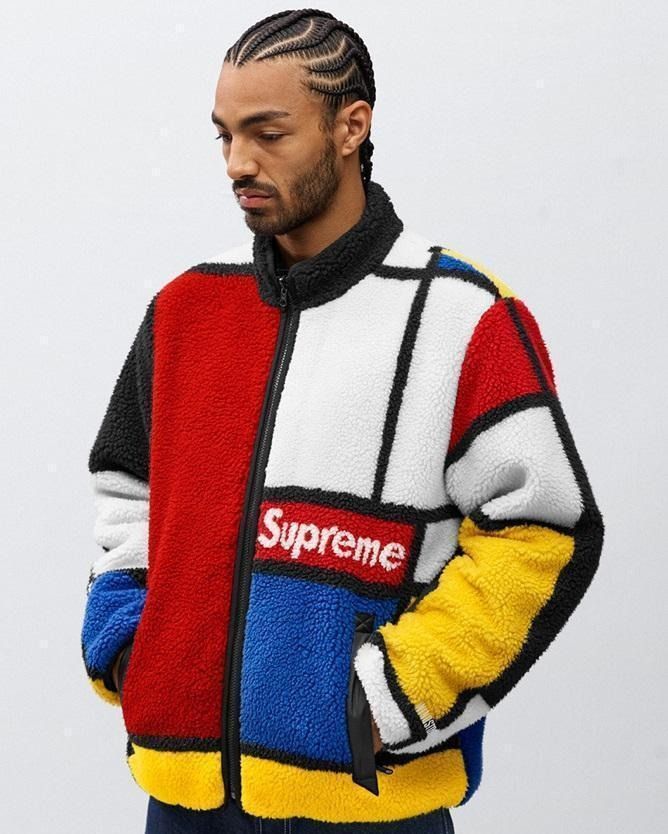 Supreme Color Block Fleece Jacket Reversible Men s Fashion