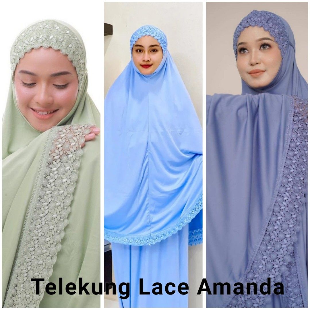 SALE Telekung Viscose Exclusive Lace Amanda Prayer Set Freesize