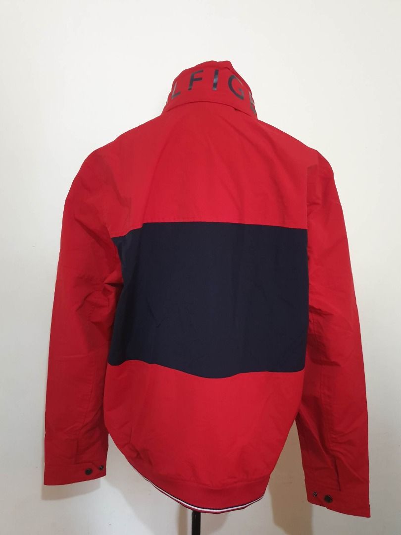 TOMMY HILFIGER Zipped Water Resistant Tape Logo Jacket For Men Small Size From Canada Tag Price 139.00