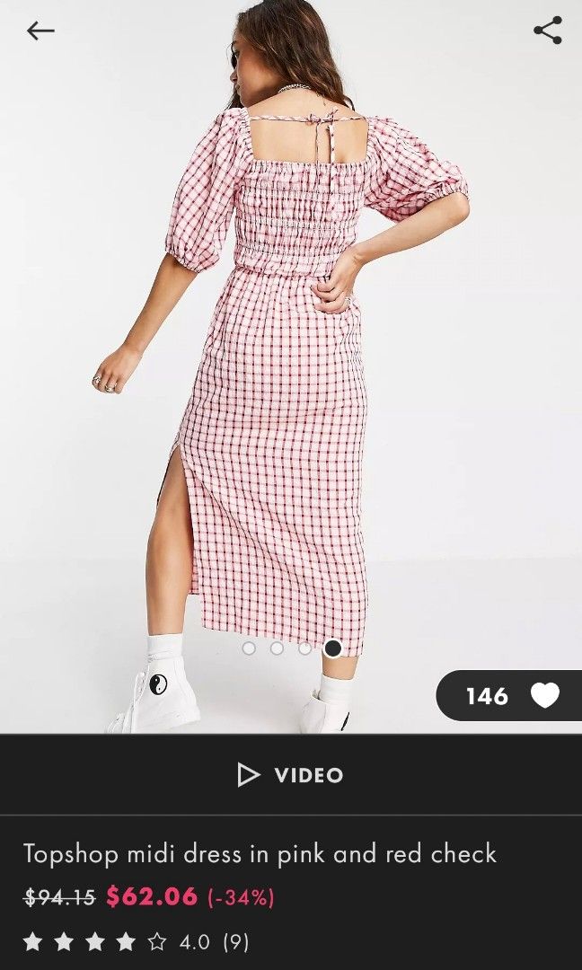 Topshop gingham midi dress hot sale