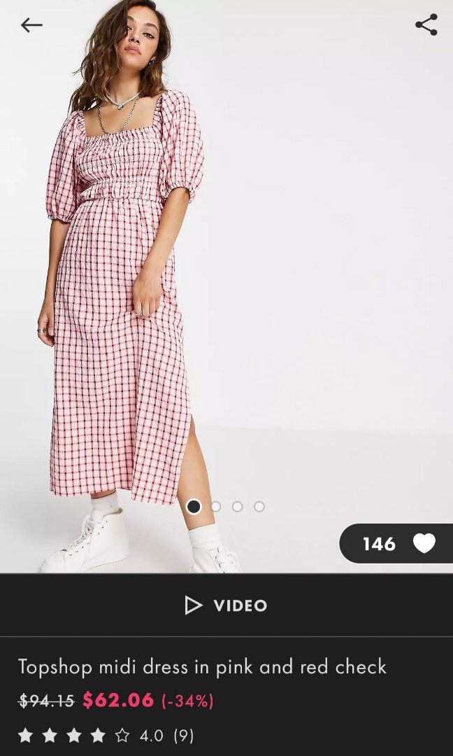 Topshop gingham midi hot sale dress
