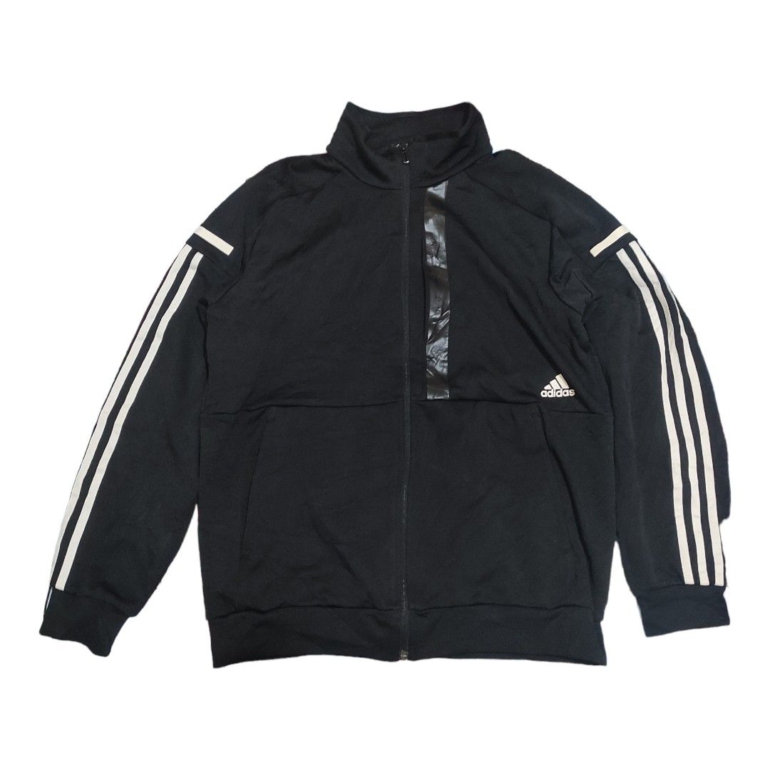 Tracktop Adidas Heather warm up jacket L, Fesyen Pria, Pakaian