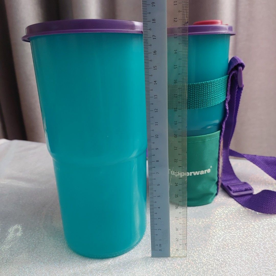 Tupperware Water Jug Blue Plastic Pitcher Drinking Flask Mug Cup