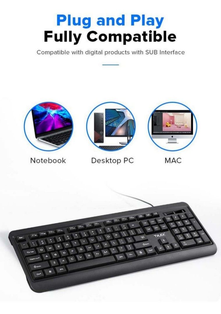 TYLEX XZ22 Home&Office Keyboard and Mouse Combo for PC Desktop Laptop on Carousell
