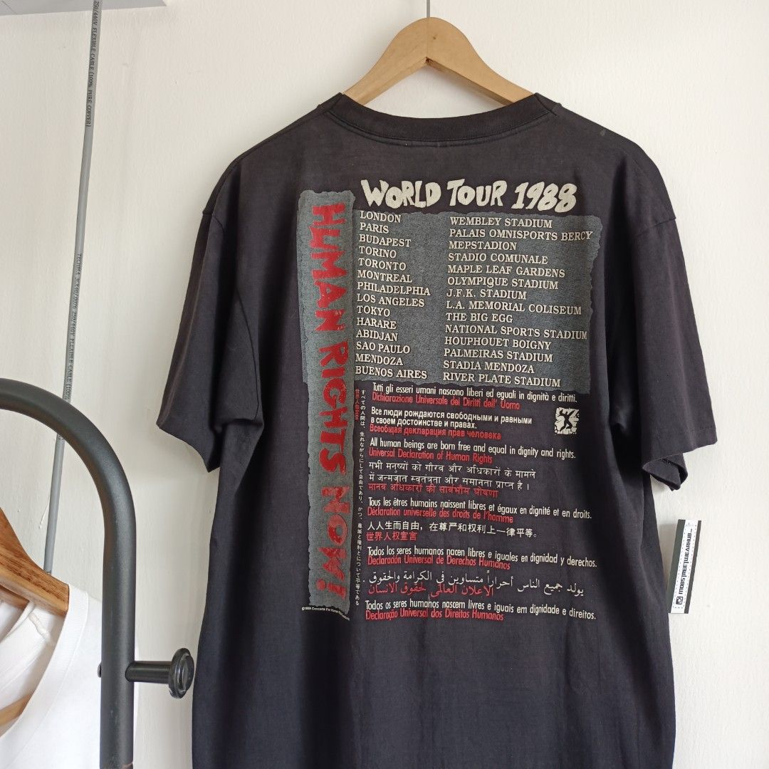 VINTAGE 1988 HUMAN RIGHTS NOW WORLD TOUR TSHIRT, Men's Fashion, Tops