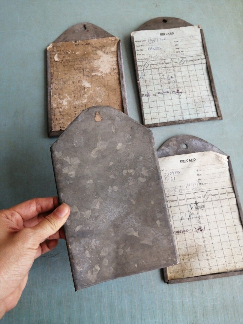 Vintage Bin Card Holder Industrial Decor, Hobbies & Toys, Memorabilia