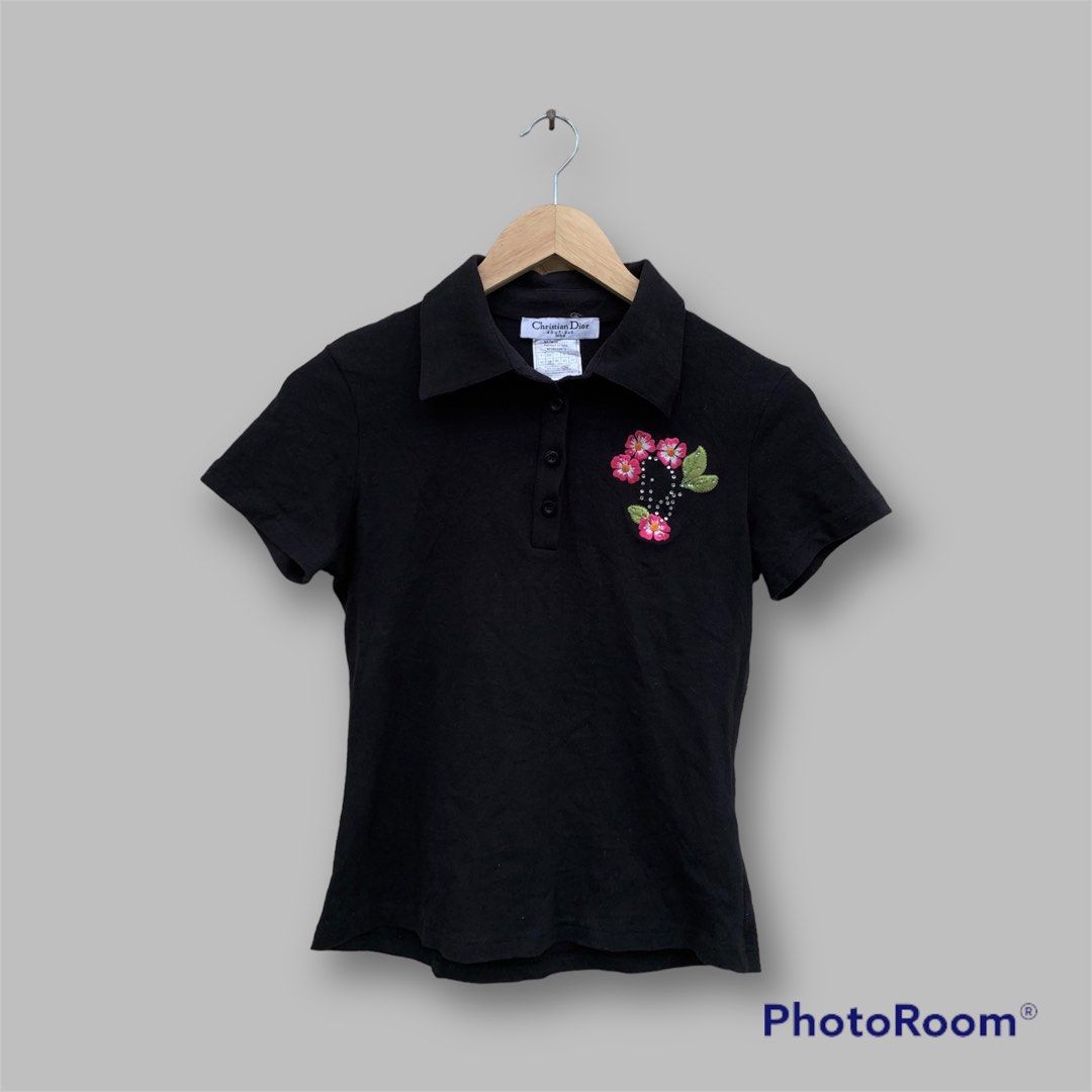 Polo Shirt with Bee Embroidery Black Cotton Piqué  DIOR GB
