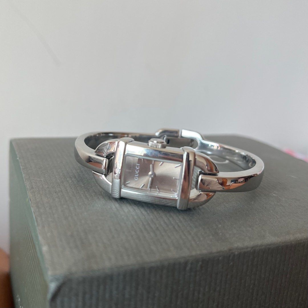 Vintage Gucci Bangle Watch Shiny Grey Dial gucci