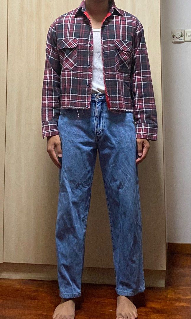 Red flannel jeans on sale