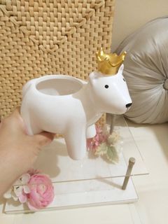 White ceramic bear planter pot