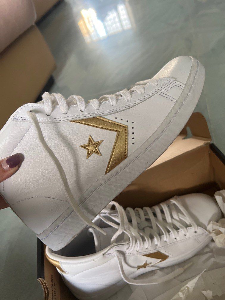 White and gold high tops outlet