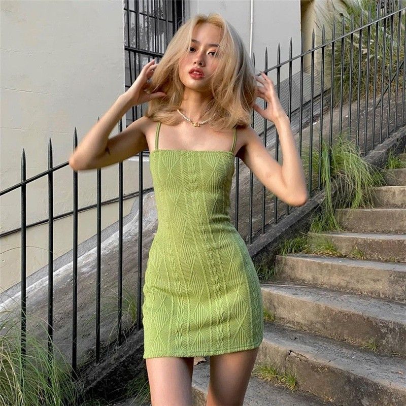 SOLADO Women Apple Green Summer Sexy Sleeveless Casual Thick Bodycon  Suspender Mini Dress (Swipe for actual pictures), Women's Fashion, Dresses  & Sets, Dresses on Carousell