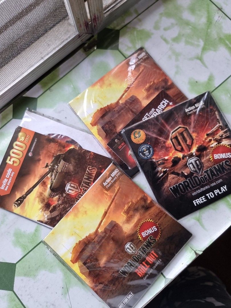 World of Tanks CDs (Category: Others) located in Marikina City. Submitted by coketumbler (Listing ID 1217308998, Image 1). Description: Received these promotional CDs at an FHM event years ago, around 2012. Never opened them. Selling all 4 as a bundle. Operation system: Windows XP/Vista 7 For Metro Manila buyers only Payment : GCash.