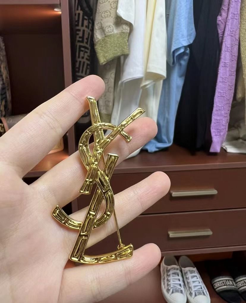 YSL The Gold brooch with print