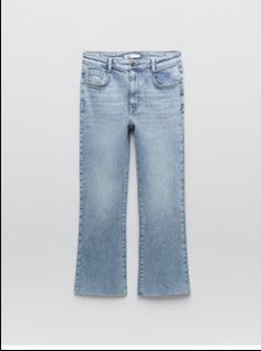Zara light blue high rise mini flare jeans