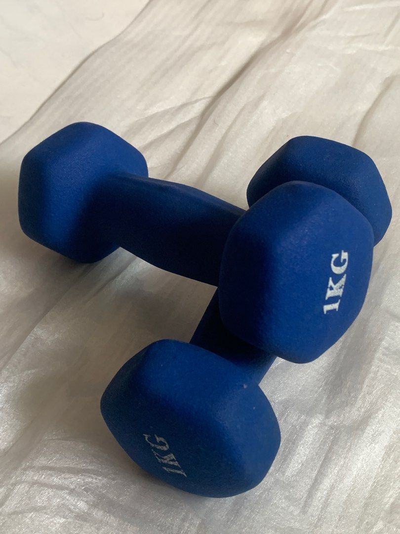 1KG WEIGHTS IN BLUE x 2, Sports Equipment, Exercise & Fitness, Weights