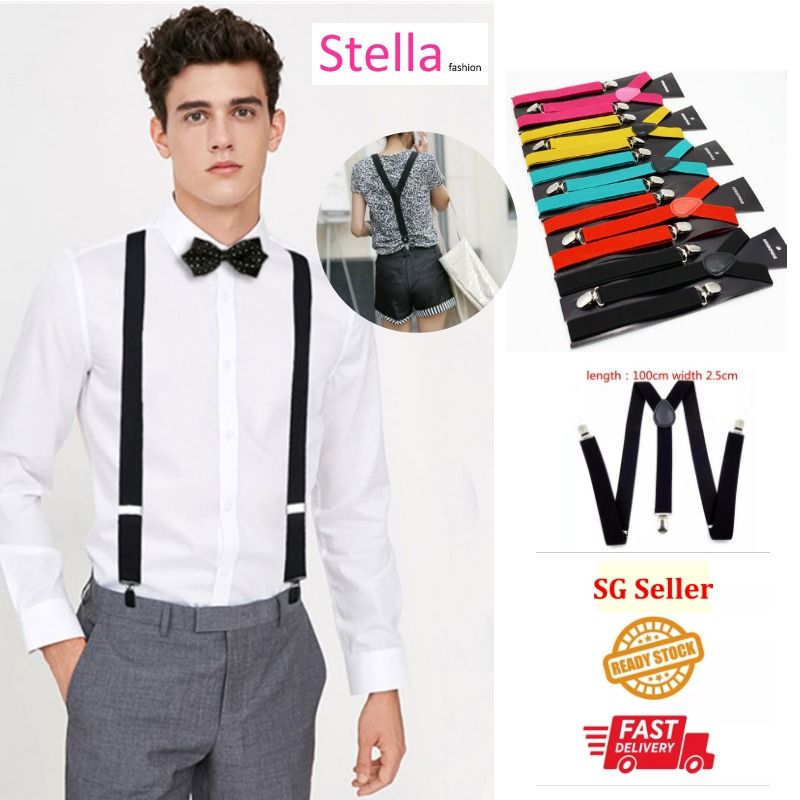 Buy Dotted Fashion Black, White and Brown Colored Elastic Suspenders for  Men