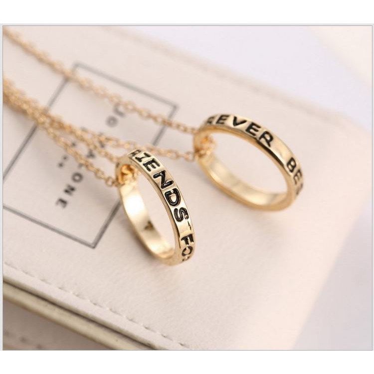 2pcs set couple ring necklace best friend forever