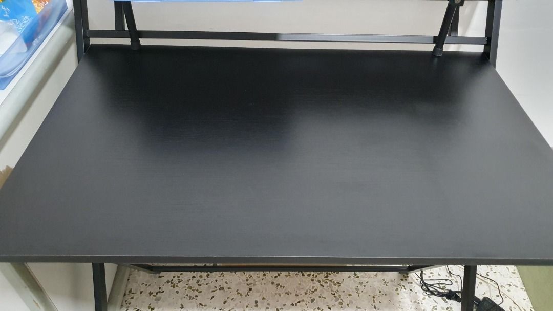 2Tier Black Foldable Table (No Assembly Required), Furniture & Home