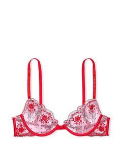 32B bra- VS Very Sexy Unlined Embroidered Demi Bra