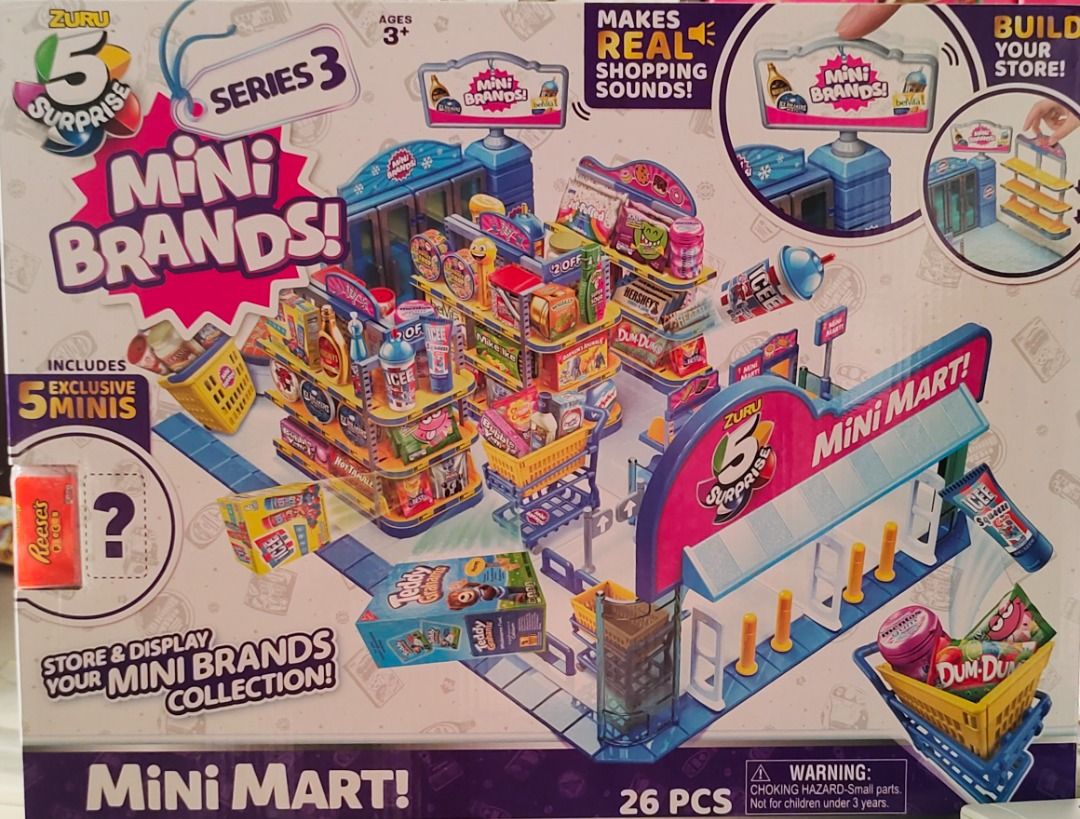 5 Surprise Mini Brands Mini Mart Playset Series 3 by ZURU with 5 Exclusive Mystery Mini Brands