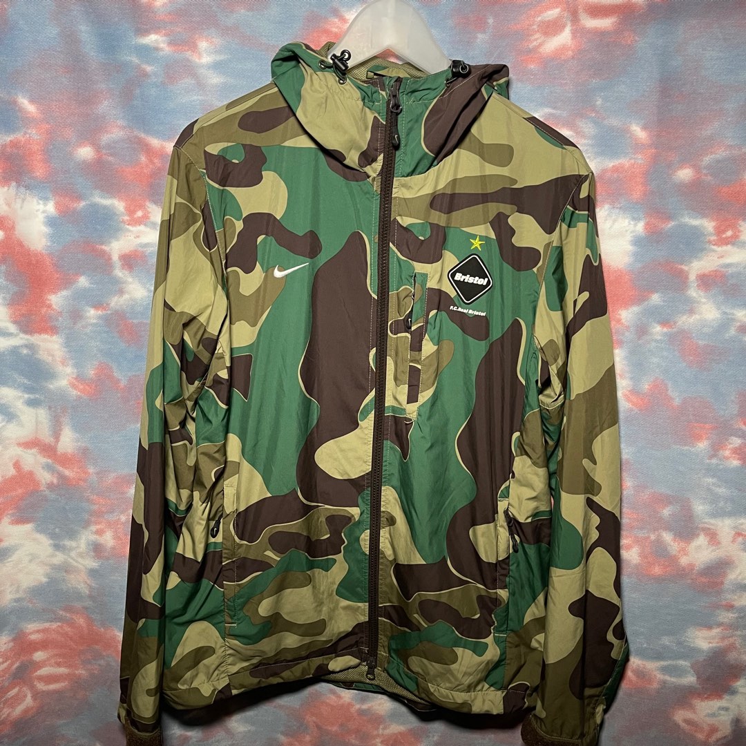85% new FCRB x nike Green Camo Blouse Full zip jacket hoodie