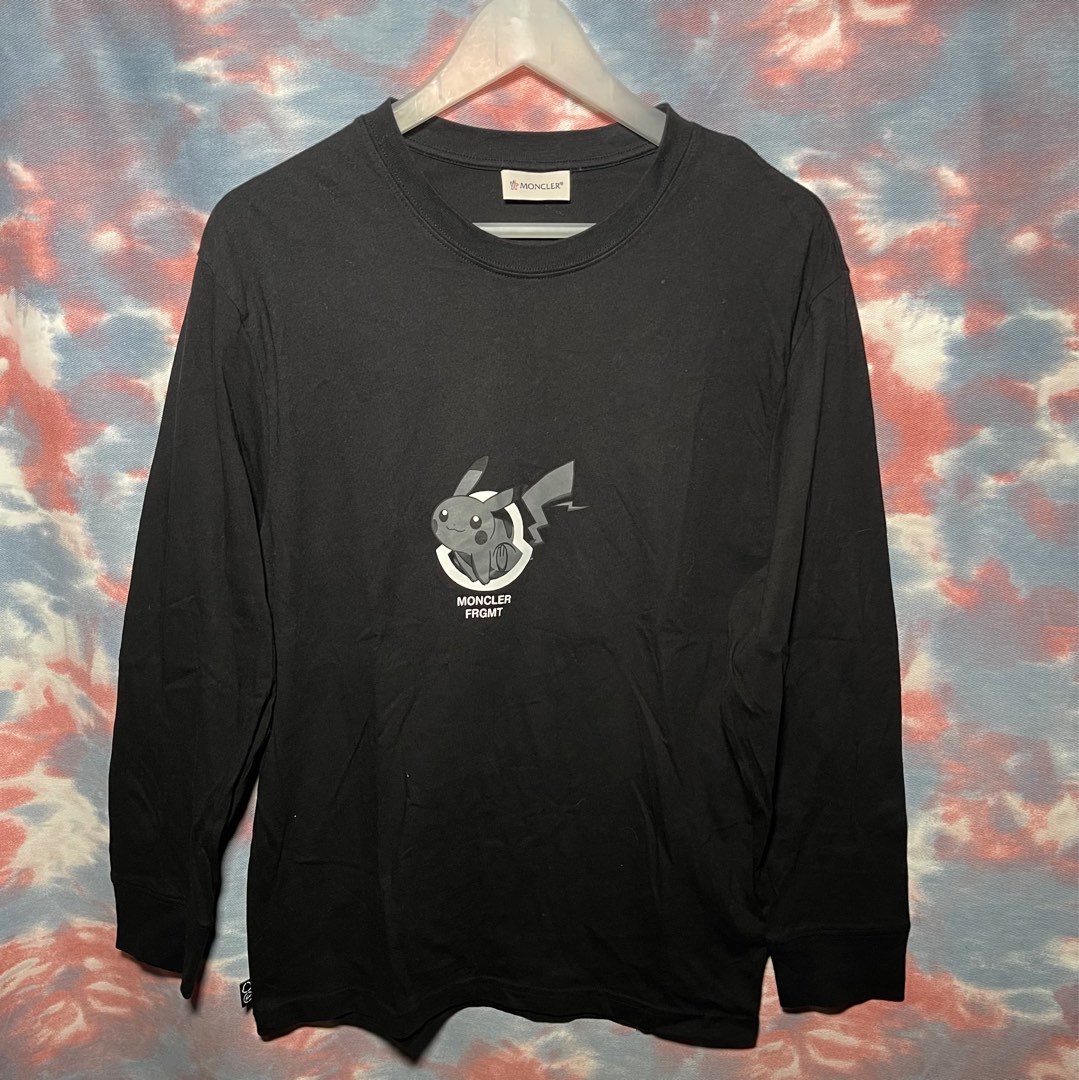 90 Moncler x Fragment x Pokemon Pikachu L S tee size XS Thunderbolt Project Black tee long sleeve Carousell