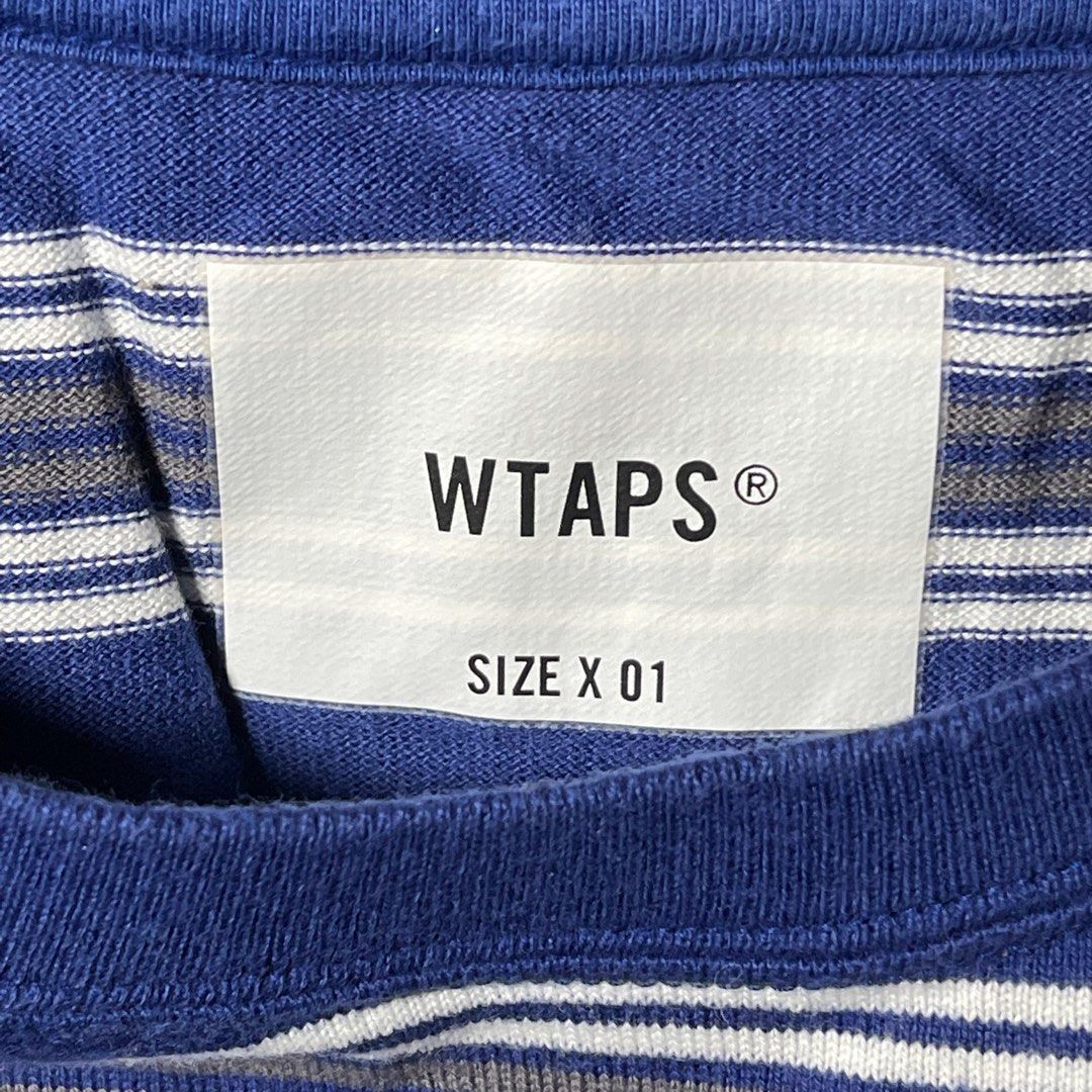 90% new wtaps jam tee stripes blue grey size 1 oversize 藍灰色橫間