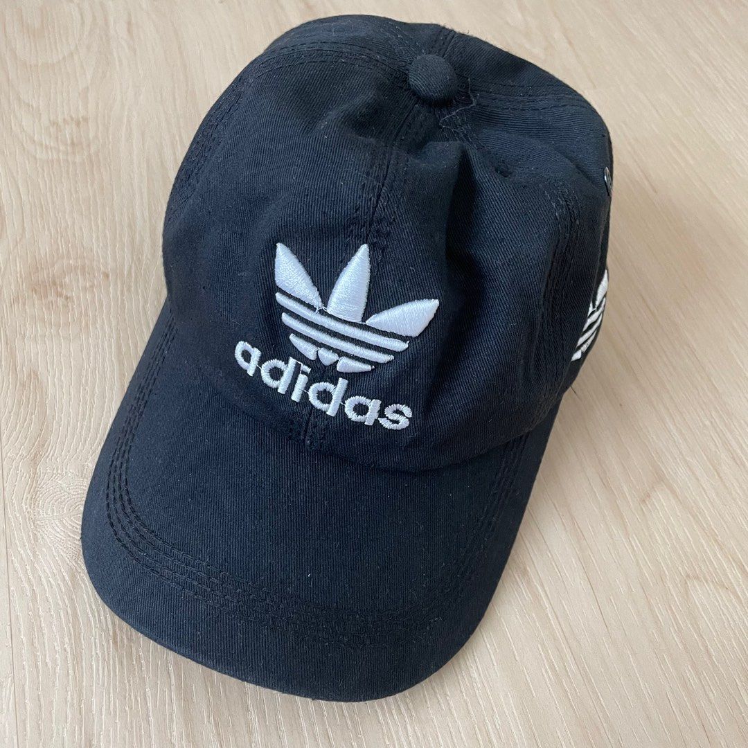 Adidas black cap hat unisex male white logo three stripes