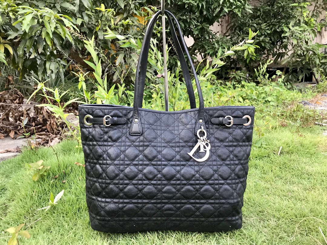 CHRISTIAN DIOR Panarea Quilted Cannage Rosato Canvas Tote