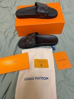 Louis Vuitton Waterfront Mule Slide In Black Monogram Drill, Men