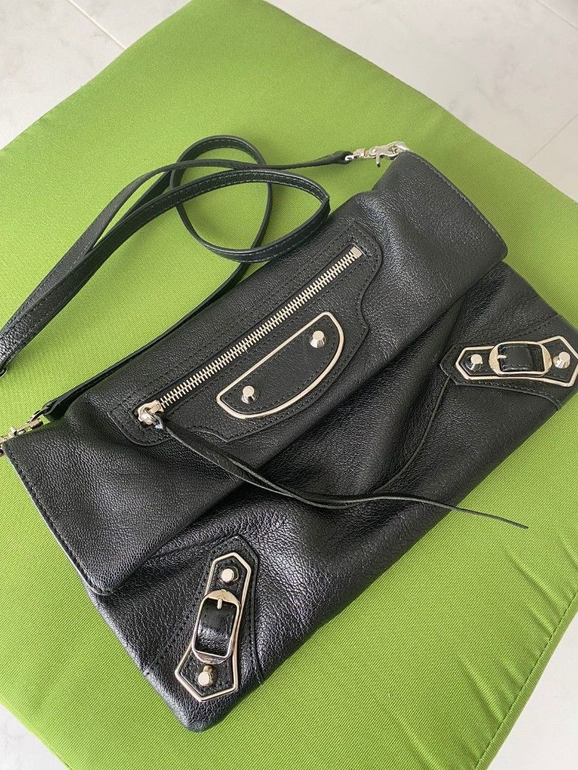 balenciaga green clutch