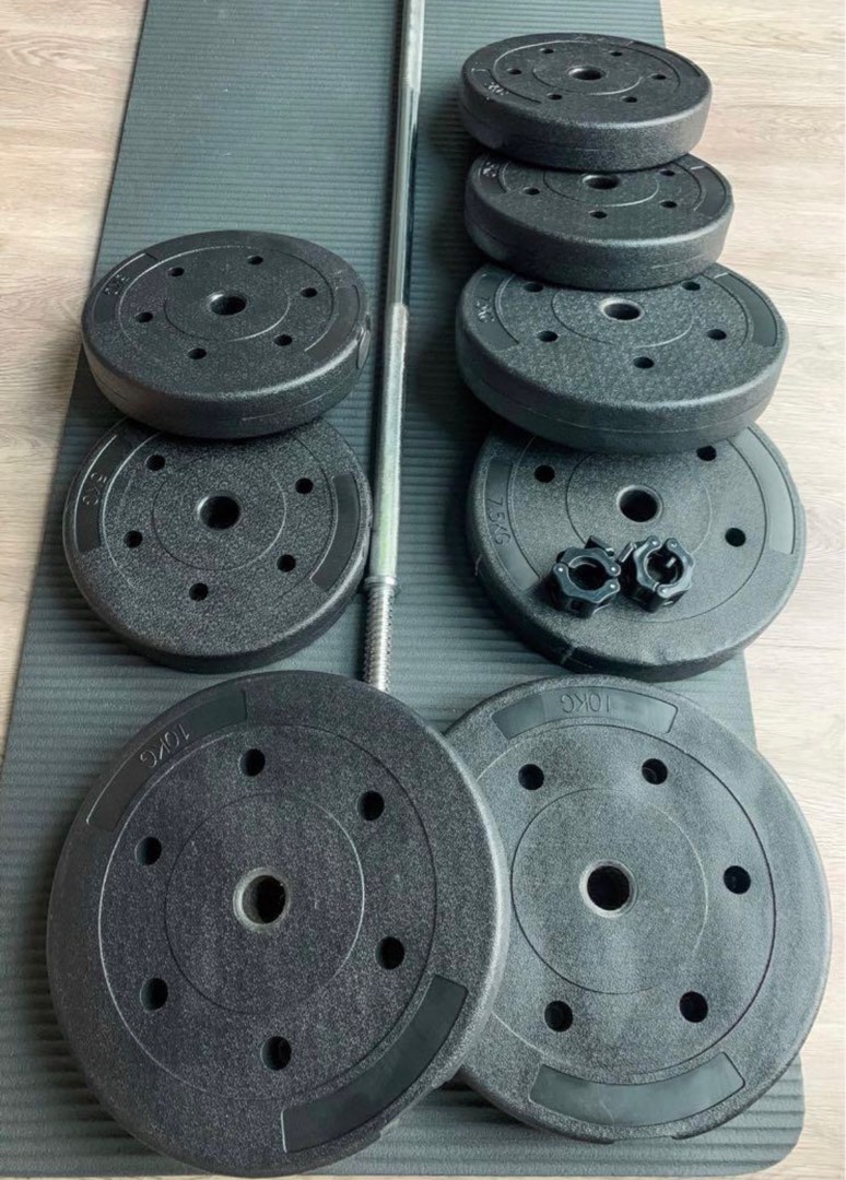 Barbell Set of 60kg and rack, Sports Equipment, Exercise & Fitness