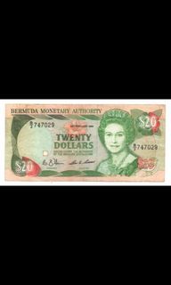 Bermuda 20 dollars 1989 QEII prefix B/2