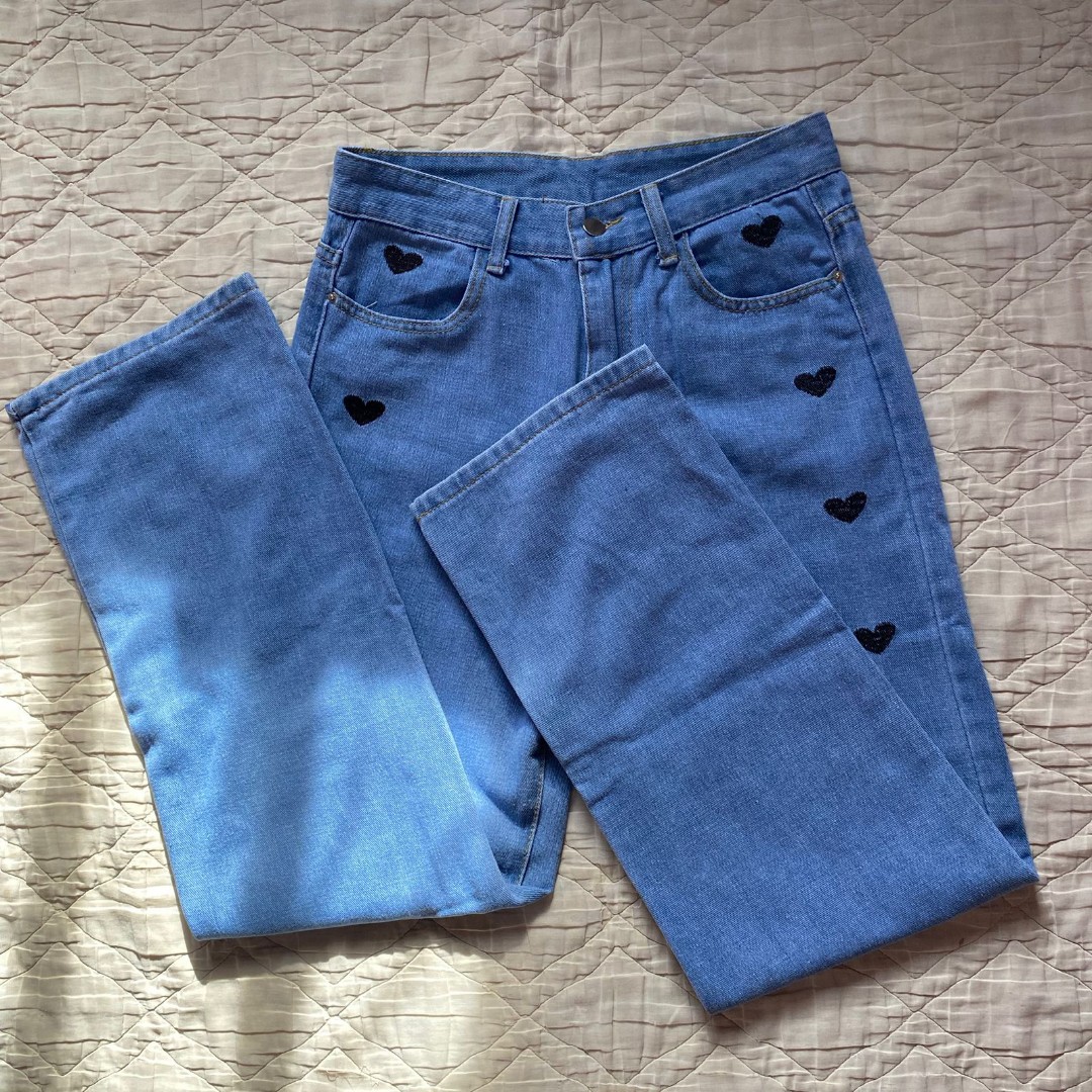 Black heart jeans Highwaist jeans Baggy jeans Retro jeans y2k