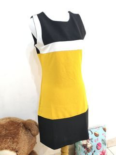 Black yellow dress made in korea