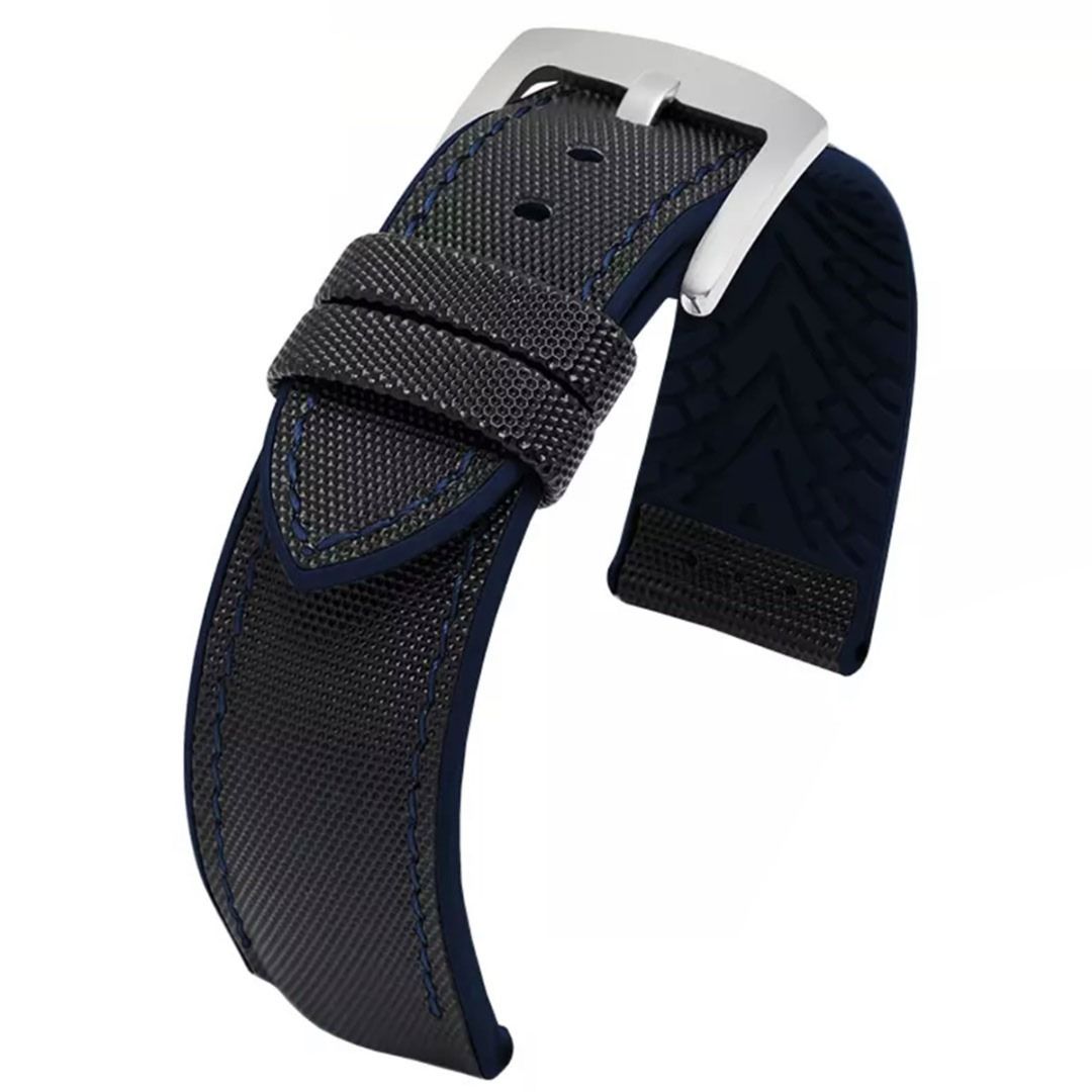 Brand New Luca Canvas Nylon FKM Rubber Hybrid Performance Watch Strap Black Red Orange White Blue 20mm 22mm 24mm