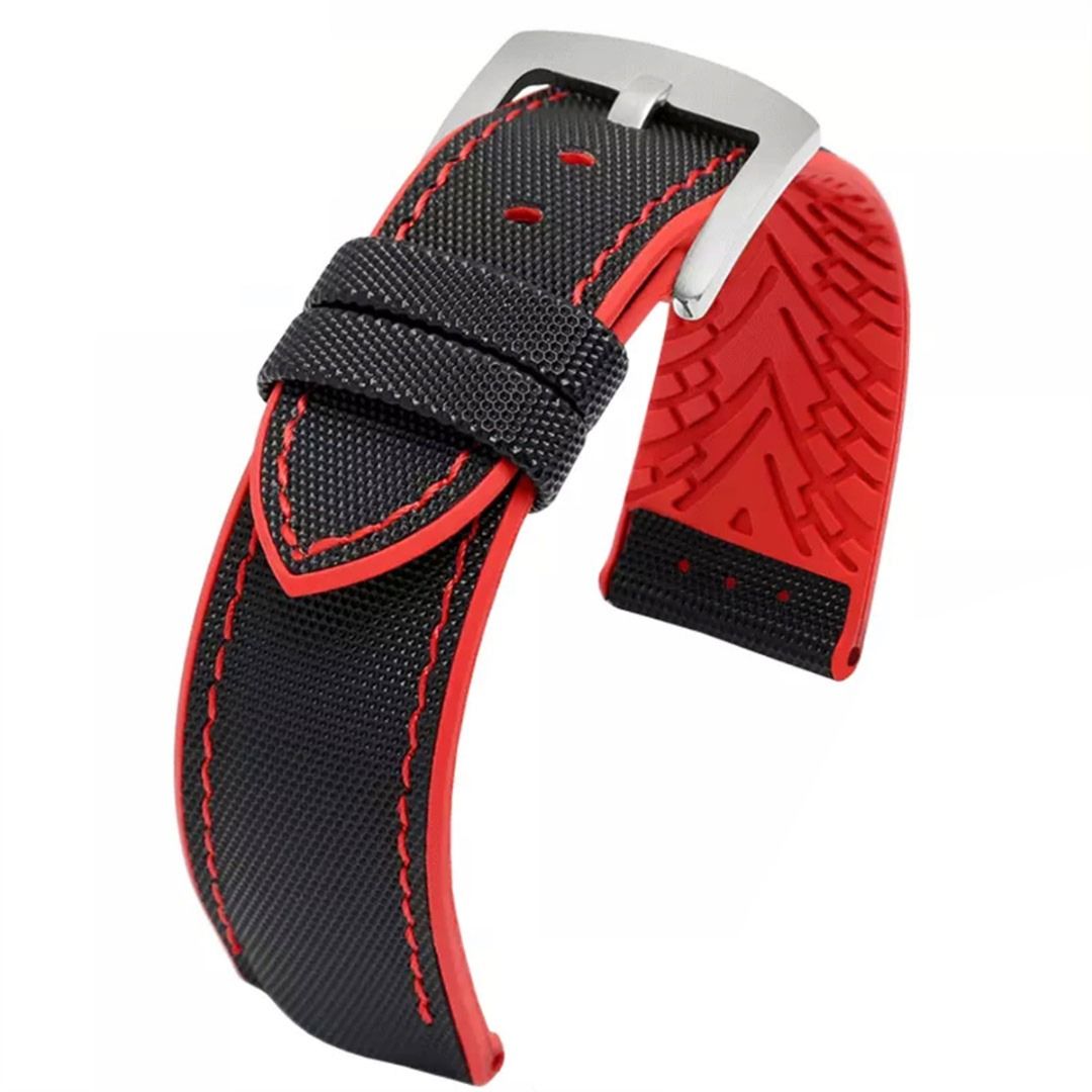 Brand New Luca Canvas Nylon FKM Rubber Hybrid Performance Watch Strap Black Red Orange White Blue 20mm 22mm 24mm
