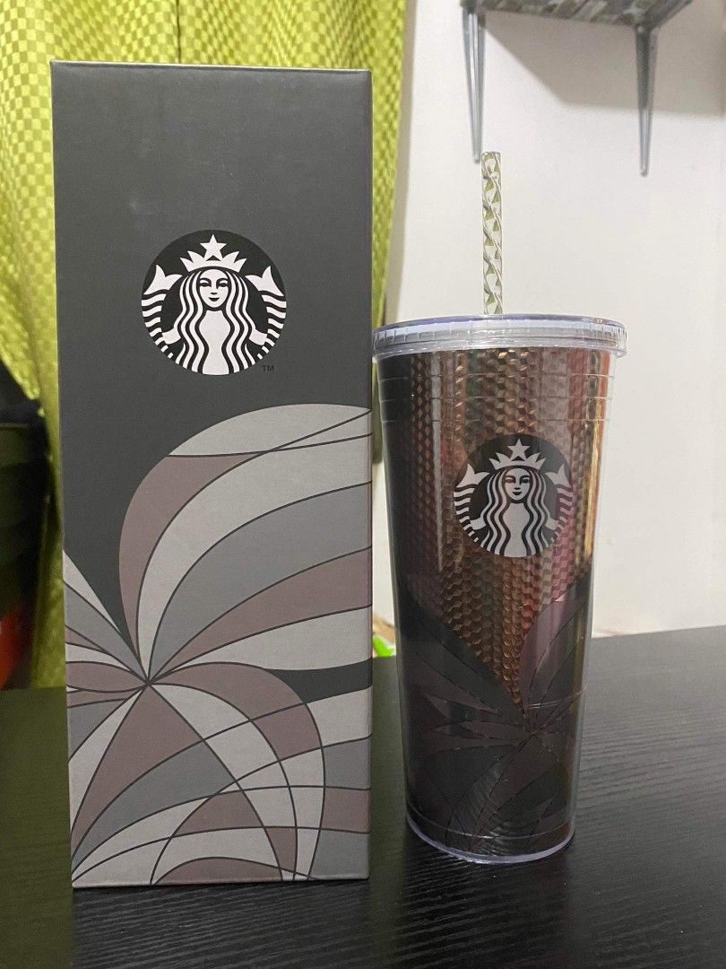 Brand new! STARBUCKS GOLD CUP WITH STRAW, Furniture & Home Living