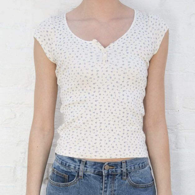 Brandy Melville Zelly Eyelet Floral Dainty Top on Carousell