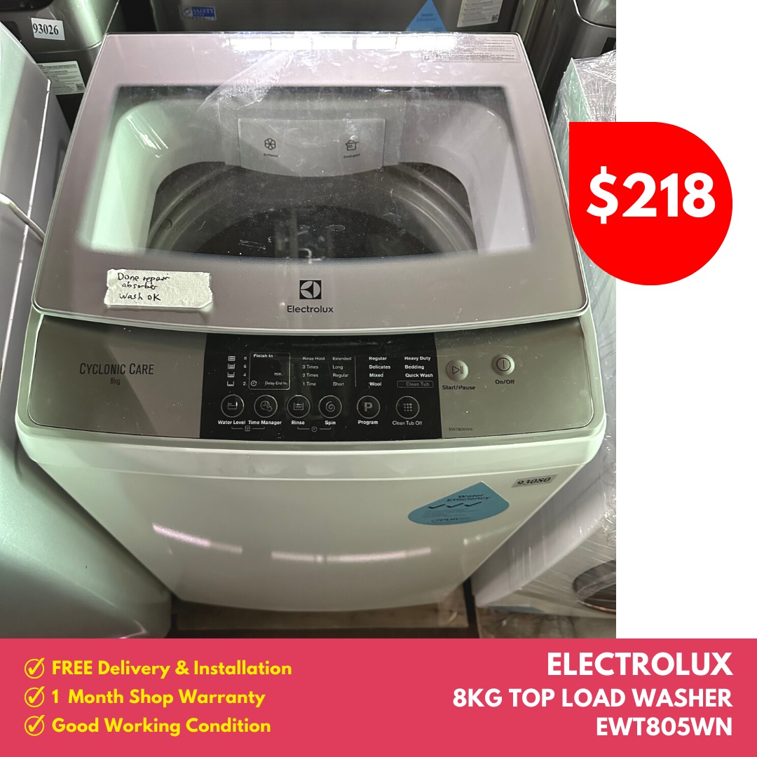 BUY NOW! Electrolux 8kg Top Load Washer_EWT805WN (93080), TV & Home ...